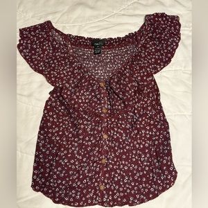 Floral button up tee